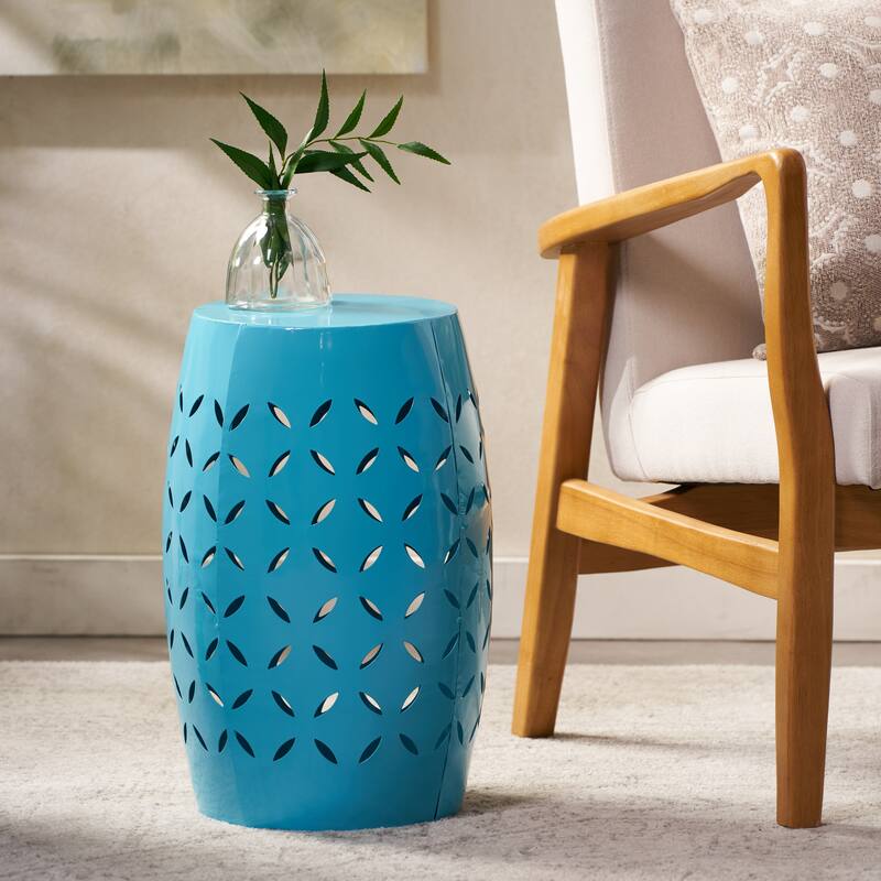 12" Accent Side Table, Cylindrical Design End Table for Living Room, Family Room, or Entryway, Industrial Style