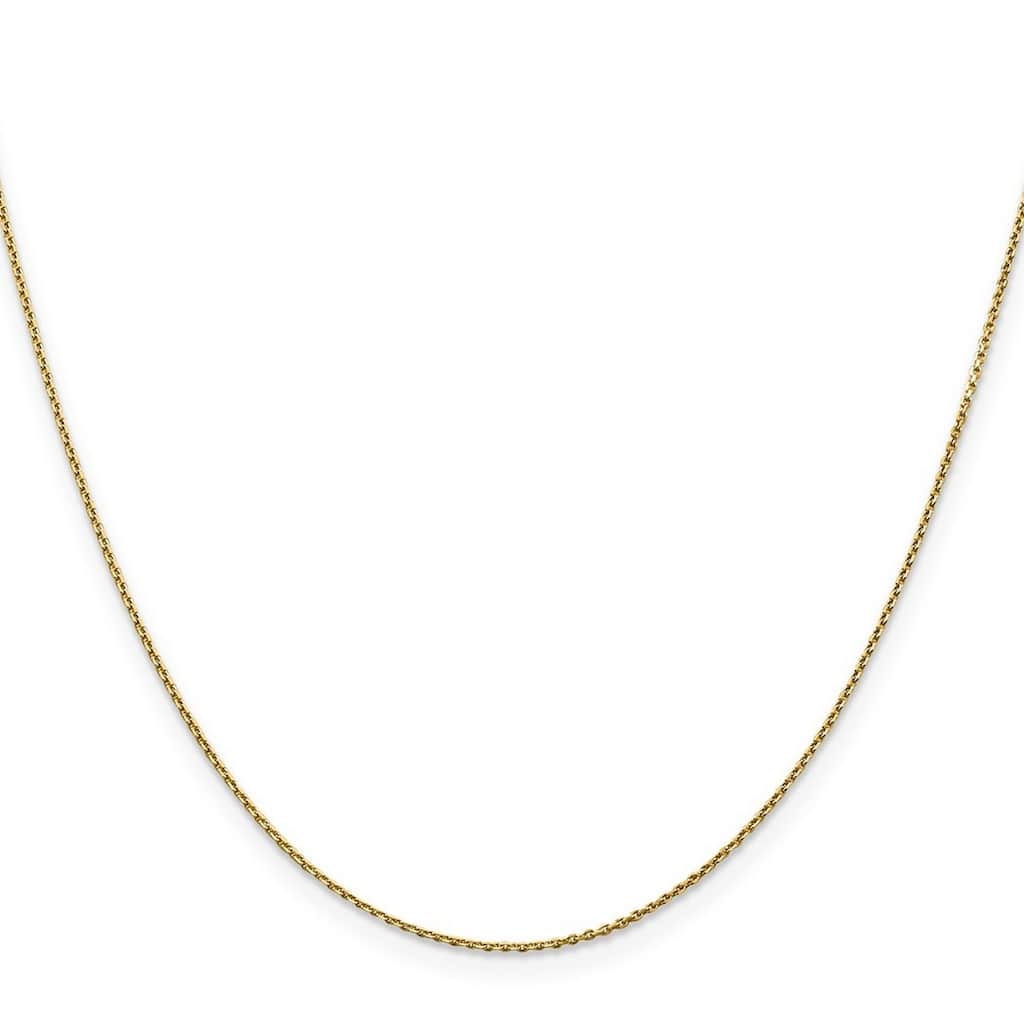 Curata 10k Yellow Gold 0.9mm Diamond Cut Cable Chain Necklace (Lobster)