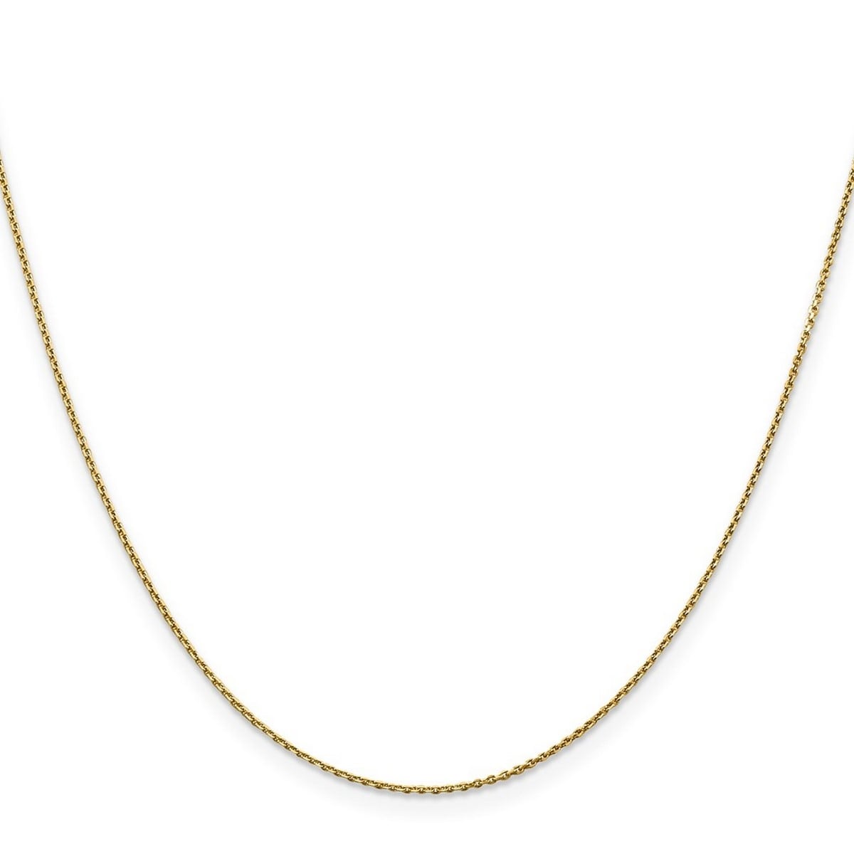 Curata 10k Yellow Gold 0.9mm Diamond Cut Cable Chain Necklace