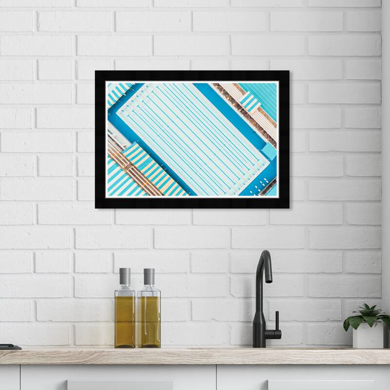 Wynwood Studio Prints Sports and Teams Pool Time Blue and Cyan Vintage Wall Art Canvas Print - Black