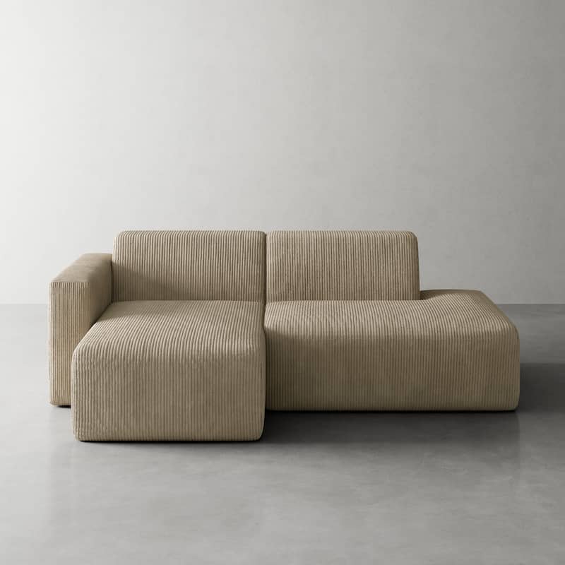 Oversized Corduroy Modular Sectional Fabric Sofa - KHAKI/SIDE CHAIR&CHAISE