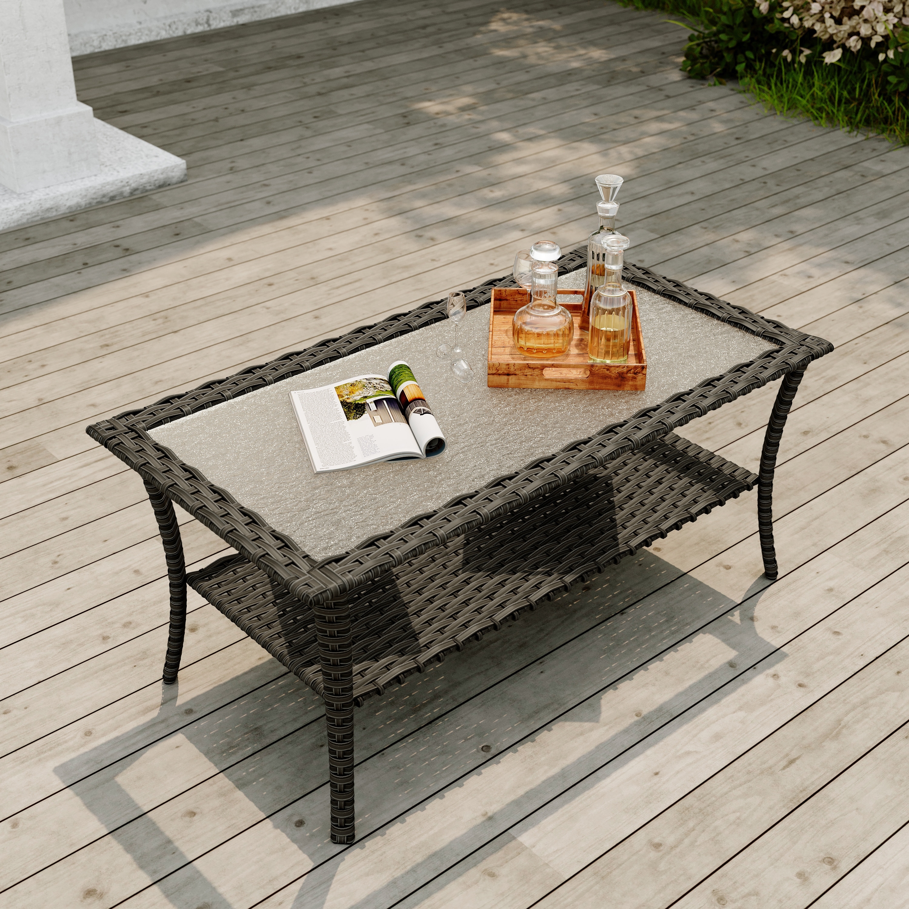 Outdoor Rattan Patio Furniture Set Conversation Set