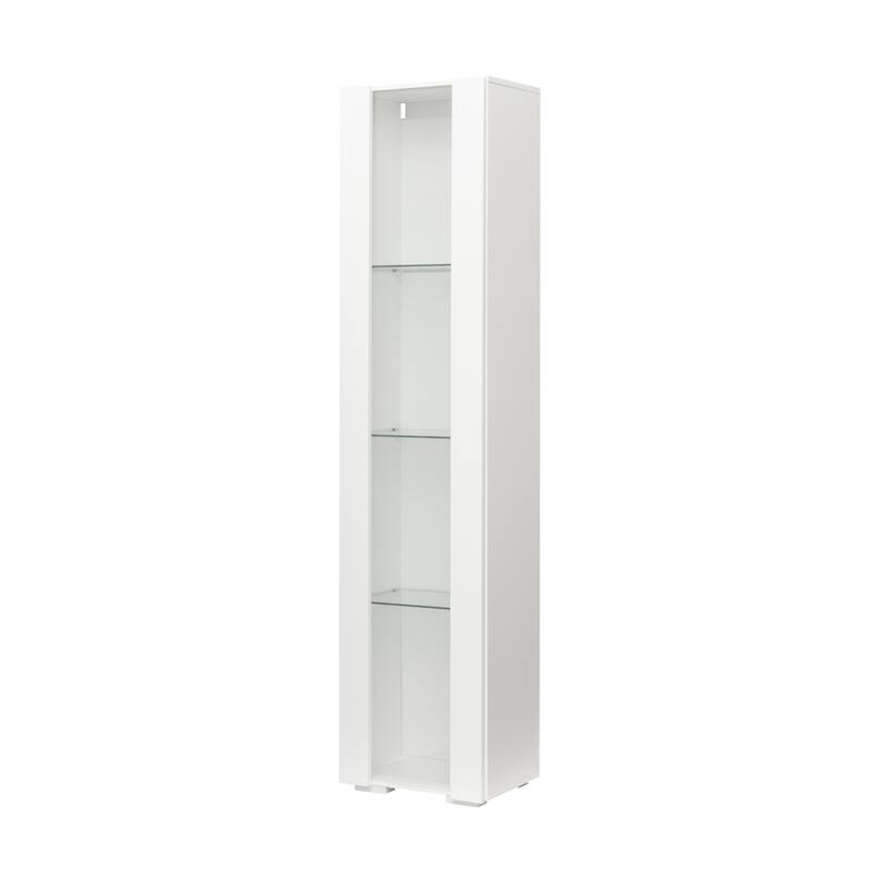 4-Tier Storage Display Cabinet with Shelves, LED Light Accent Cabinet Curio Cabinet Modern Side Cabinet for Living Room