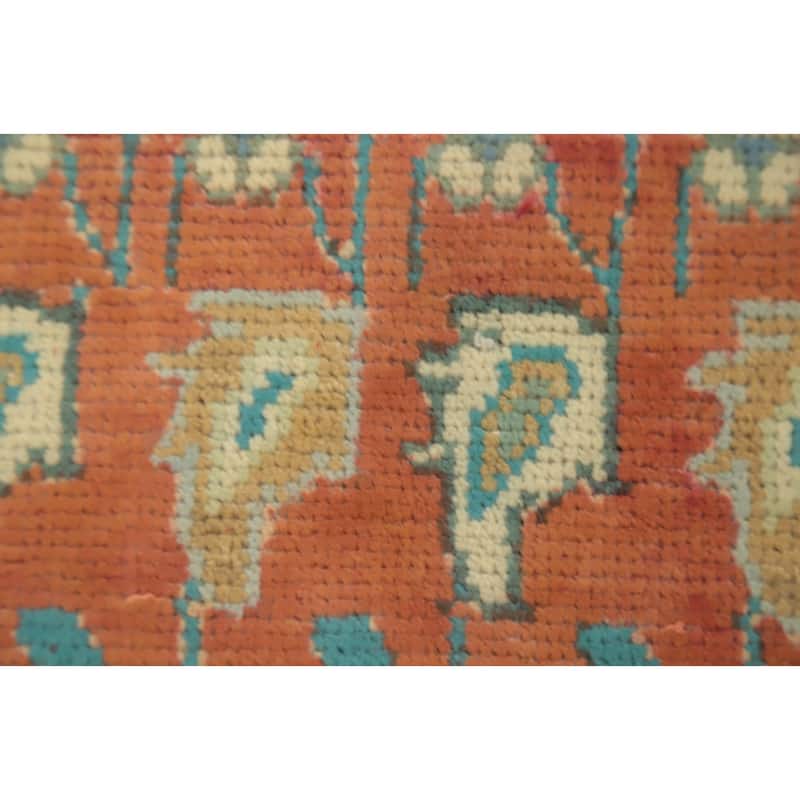 Hand Knotted Oriental 100% Wool Carpet Traditional Floral Oranges & Rust Tabriz Area Rug - 4' 8'' X 3' 2''