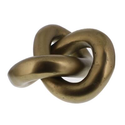 gold metal knot sculpture - 9"W x 9"D x 4.5"H