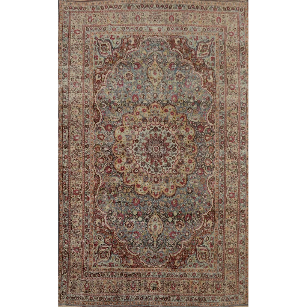 Hand Knotted Oriental 100% Wool Carpet Traditional Floral Navy Blue & Blues Dorokhsh Area Rug - 10' 5'' X 7' 4''