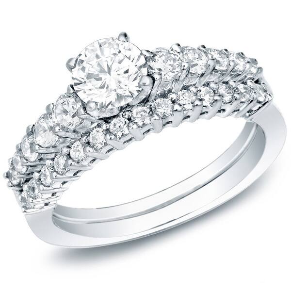 Auriya 14k Gold 1ctw Classic Side-stone Diamond Engagement Ring Set - White - 4