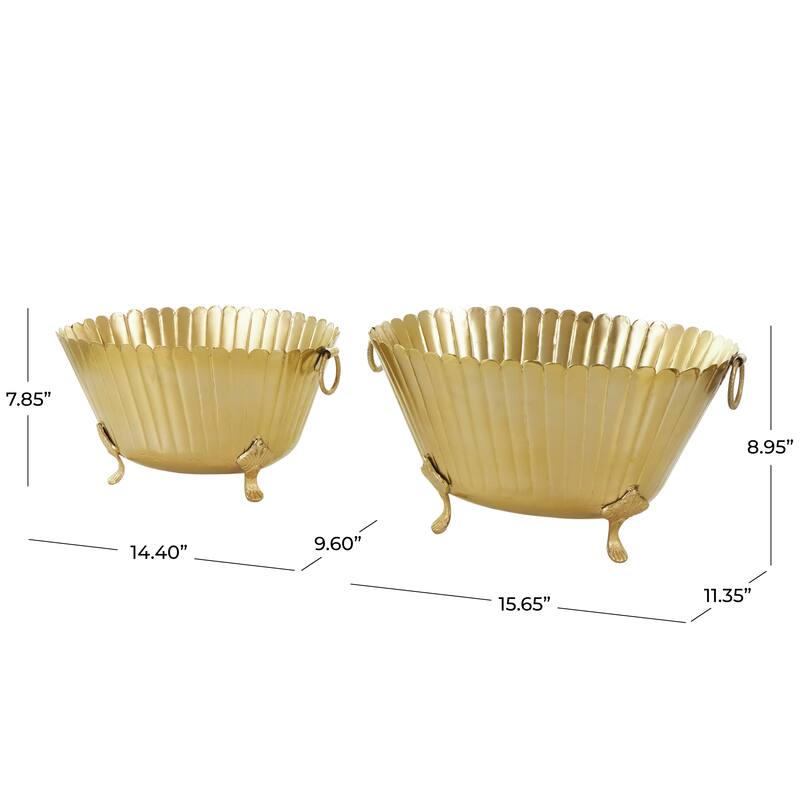 Metal Planter - Set of 2 Gold - Roche River Decor - 11"W x 16"L x 9"H