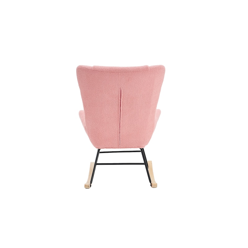 Solid Wood Legs Reading Chair with Teddy Fabric Upholstered