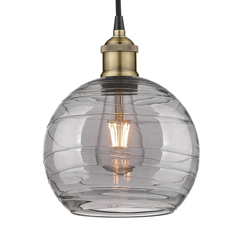 Innovations Lighting 616-1P 10 8 Athens Deco Swirl Pendant Athens Deco - Black Antique Brass / Light Smoke Deco Swirl