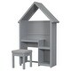 preview thumbnail 9 of 15, House Shaped Kids Desk with a cushion stool