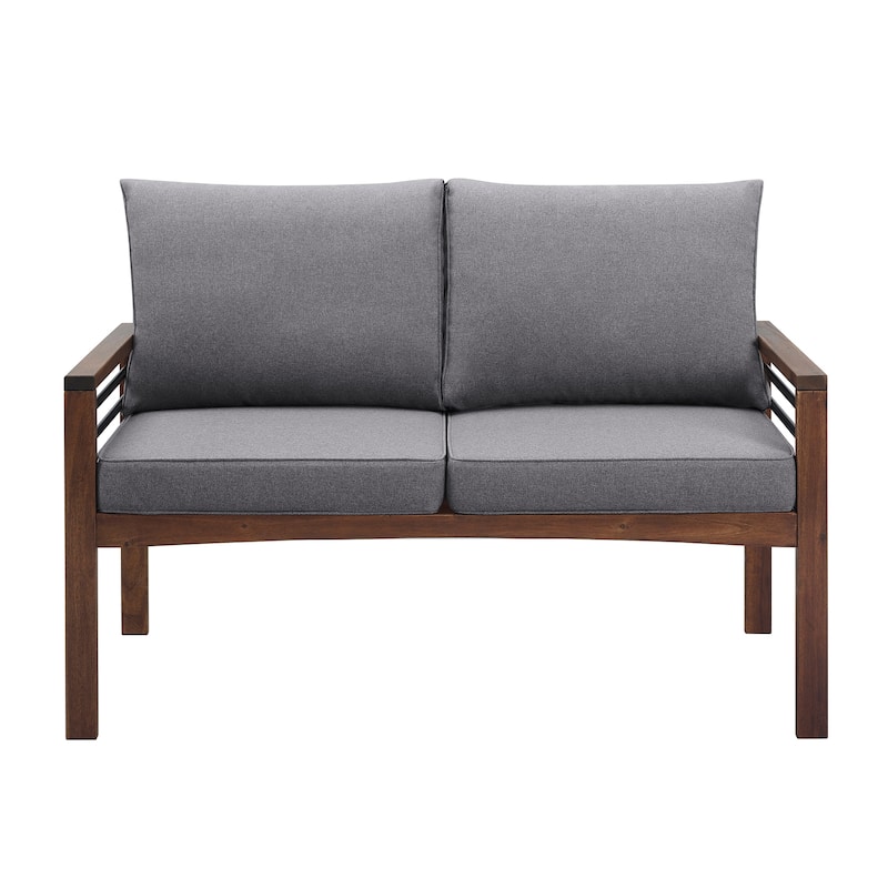Middlebrook Acacia and Metal Outdoor Love Seat with Cushions