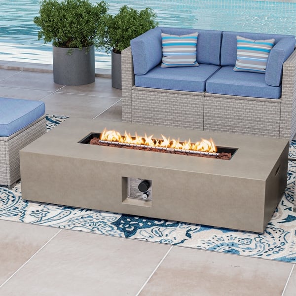 COSIEST Outdoor Rectangle Concrete Fire Pit Table (50,000 BTU)