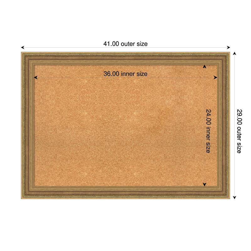 Elliot Gold Framed Cork Board - Bulletin Board, Organization Board, Pin Board - Natural - 41 x 29 in