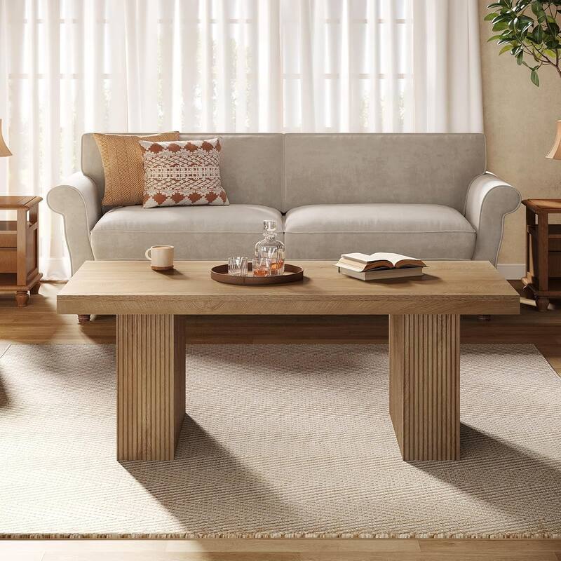 Farmhouse Coffee Table for Living Room Center Cocktail Tea Table - 47.24" L × 23.62" W × 17.72" H