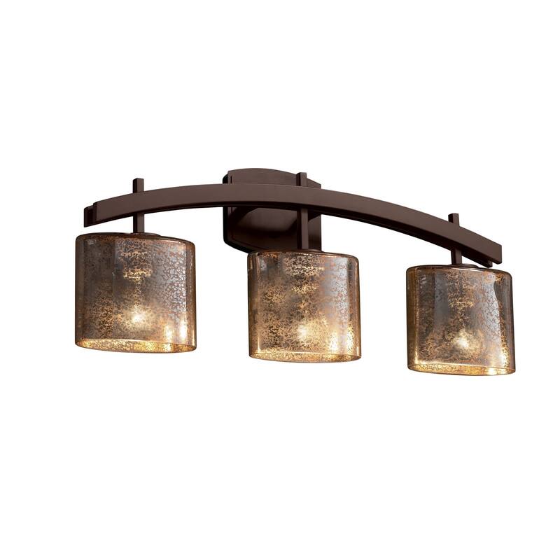 Justice Design Fusion Archway 3-light Dark Bronze Bath Bar, Mercury Oval Shade