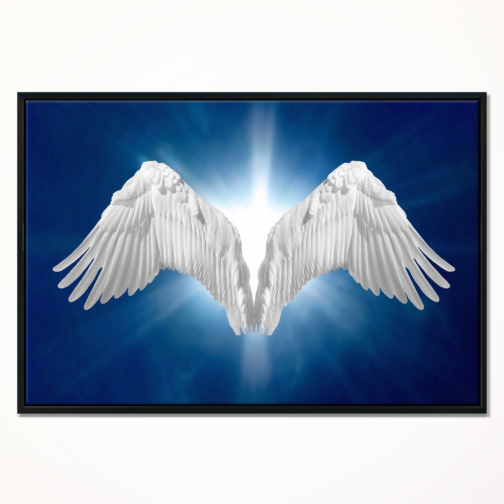 Shop Designart Angel Wings On Blue Background Abstract Framed