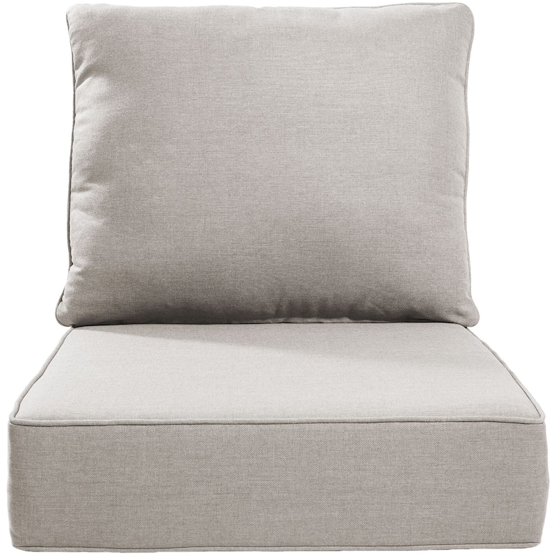 22" W x 24" D x 6" T Water & Fade Resistant Outdoor Lounge Chair Replacement Cushion Set - 1 Set - Beige