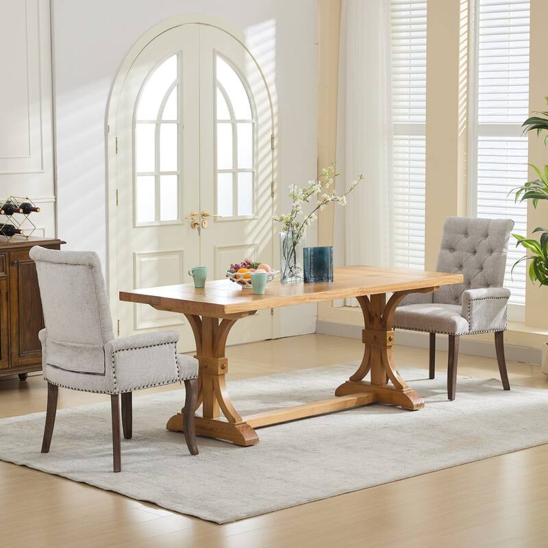 Upholstered Accent Dining Chair, Curved Solid Wood Legs, Tufted Club Arm Dining Chair, Single Pack