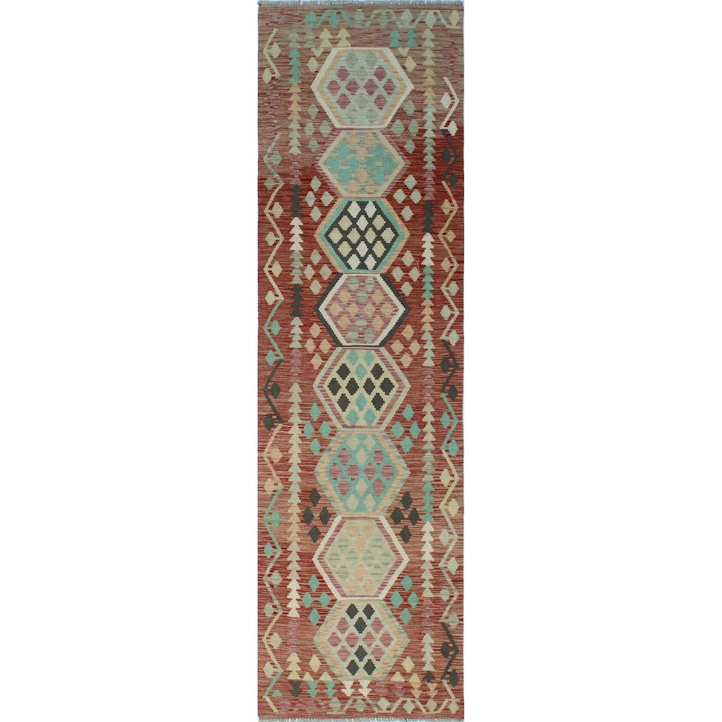 Sun Faded Flatweave Silvia Red/Ivory Runner - 2'9" x 9'9"