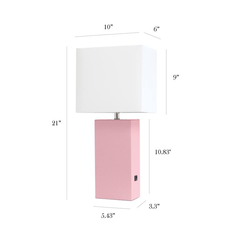 21 in. Pink Finish Table Lamp with White Shade, Sturdy Table Lamp for Living Rooms and Bedrooms