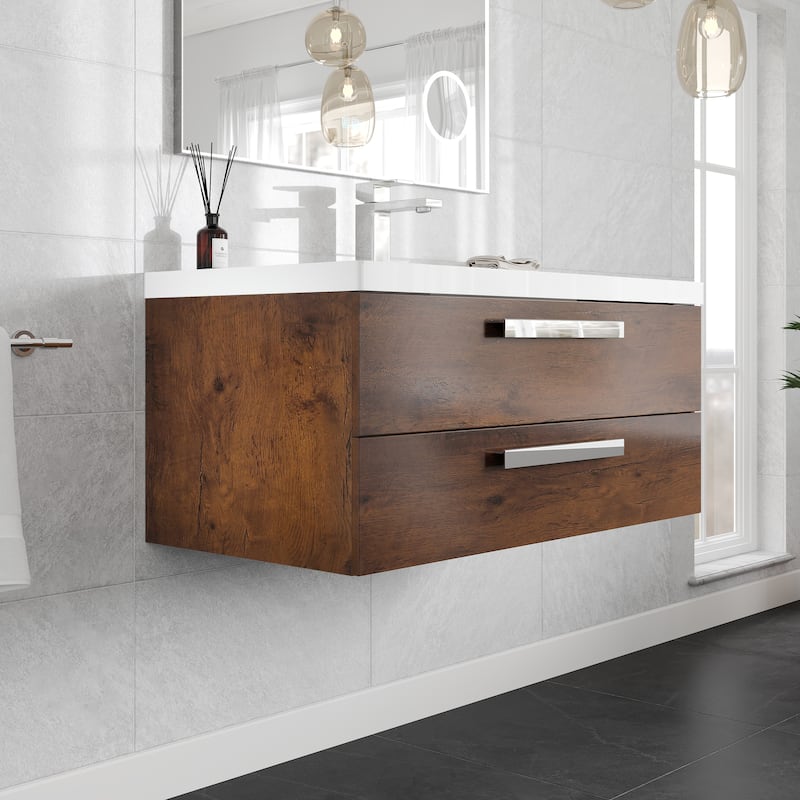 Surf 36" Rosewood SS Bath Vanity with Integrated Acrylic Sink