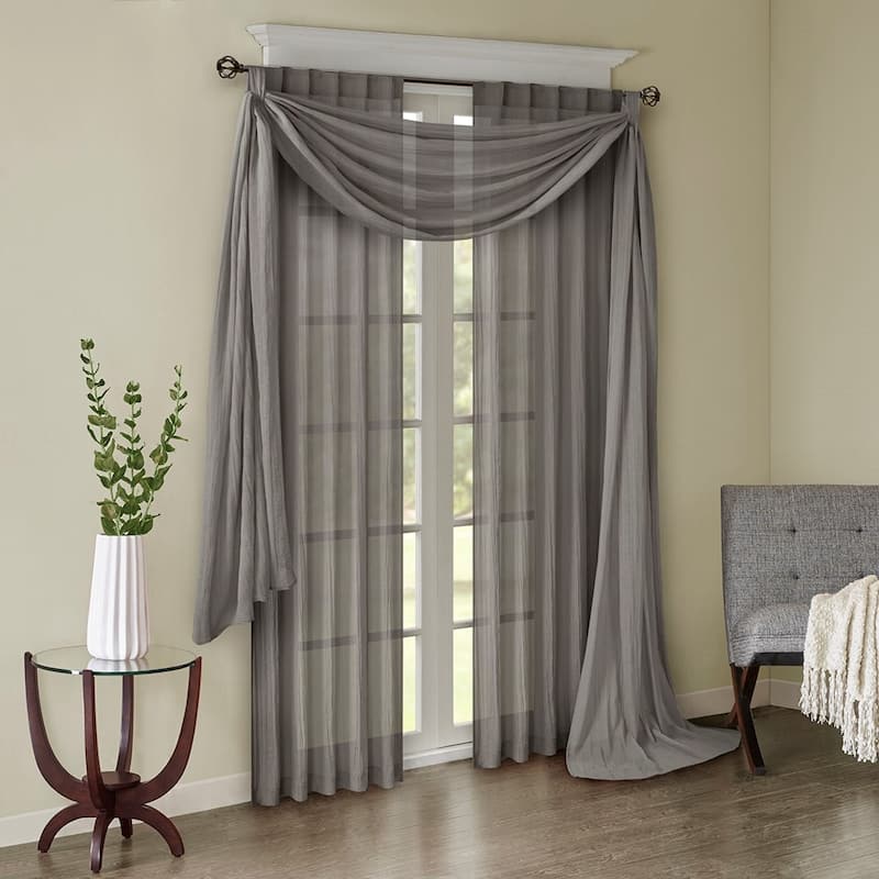 Solid Crushed Curtain Panel Pair(2 Pcs Window Panels) - Grey