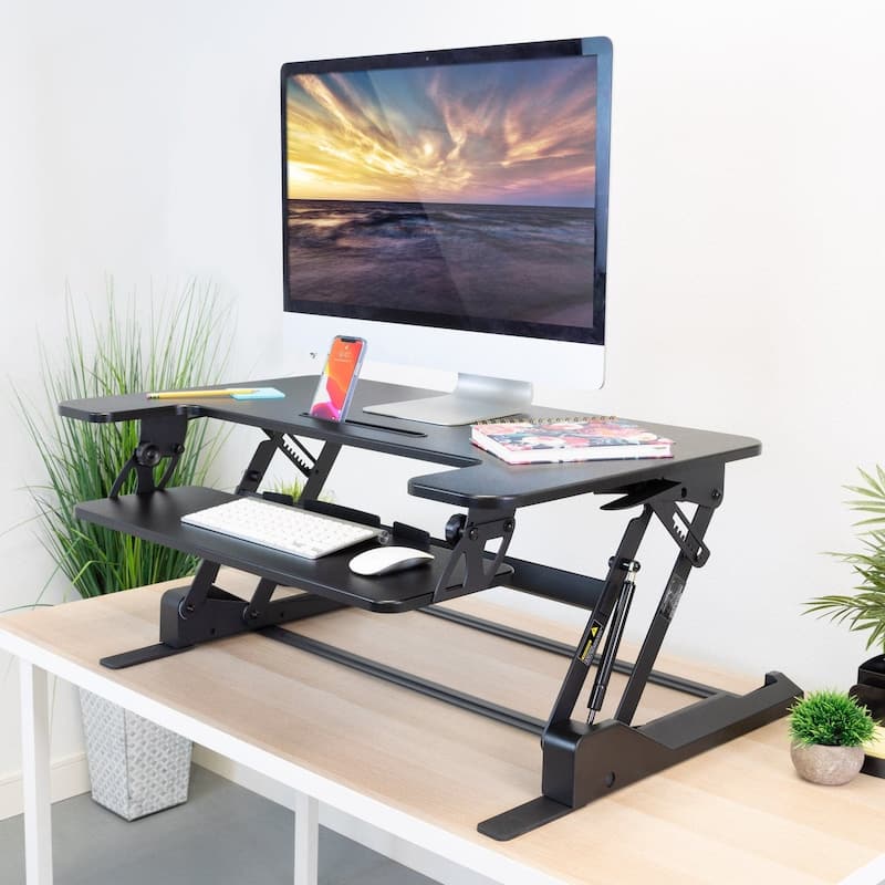 Mount-It! Height Adjustable Standing Desk Converter with 36" Wide Platform