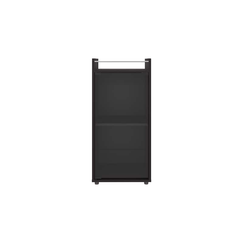 Theba Minibar Cabinet 2 Doors, Open Shelf And Compact Design, Modern Bar Storage, Black