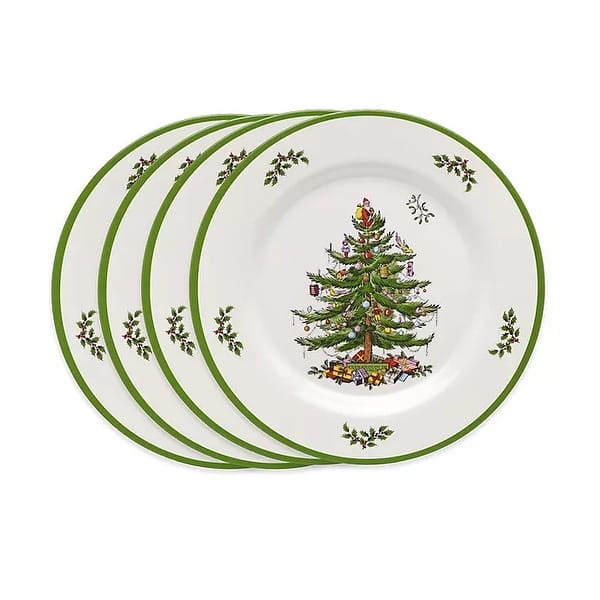 slide 2 of 9, Spode Set of 4 Christmas Tree Salad Plates - 8 in