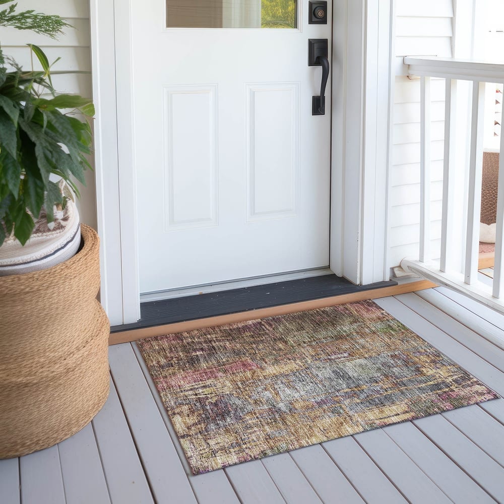 Machine Washable Indoor/ Outdoor Abstract Modern Chantille Rug