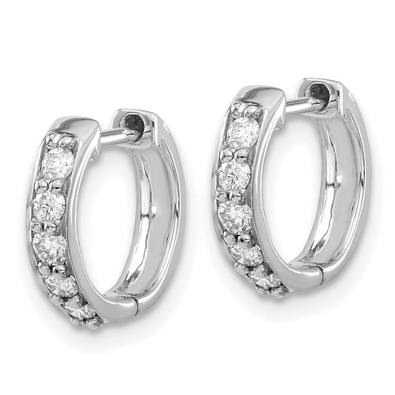 Curata 14k White Gold Diamond Hoop Earrings - 11x12mm Wide 2mm Thick