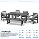 preview thumbnail 39 of 94, 6-Piece HDPE Outdoor Dining Table Sets with Umbrella Hole - 1-Table 4-Chairs-1-Bench