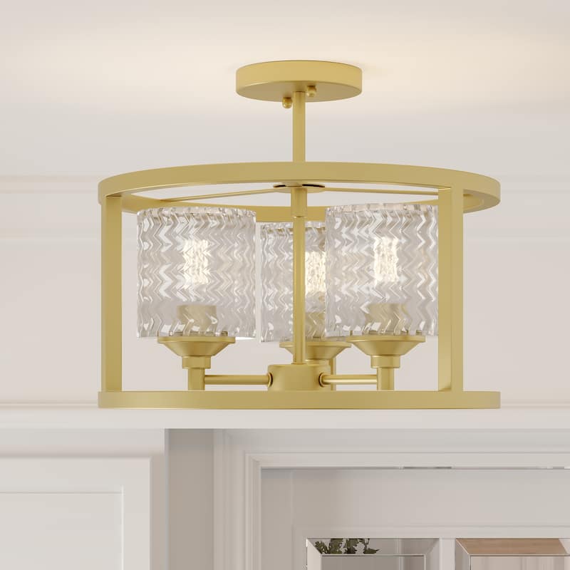 Moulins 3-light Modern Farmhouse Semi-Flush Mount Ceiling Lights with UL Certified - 15''