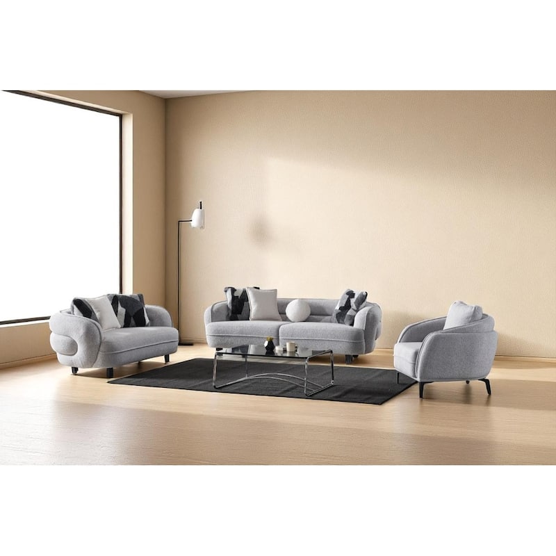 Romulo 3 Pieces Living Room Sets 1 Sofa 1 Love seat 1 Chair - Grey