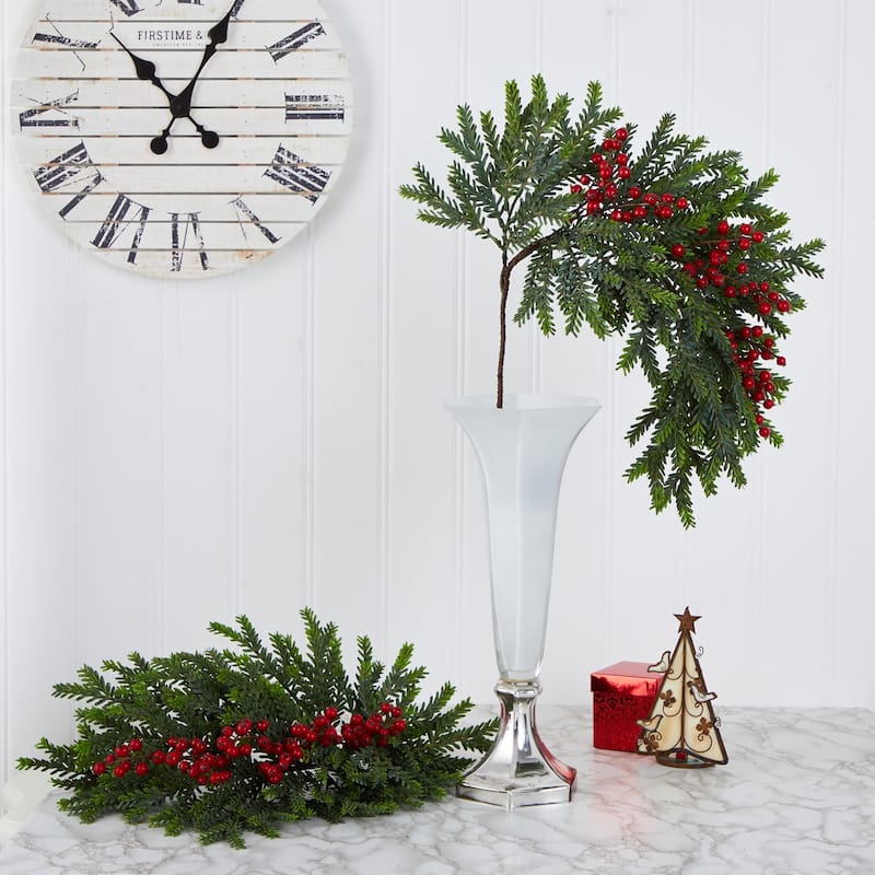 Artificial Fern Plant with Planter - 15 Inch Indoor Greenery Decor for Home Office - Green - 34
