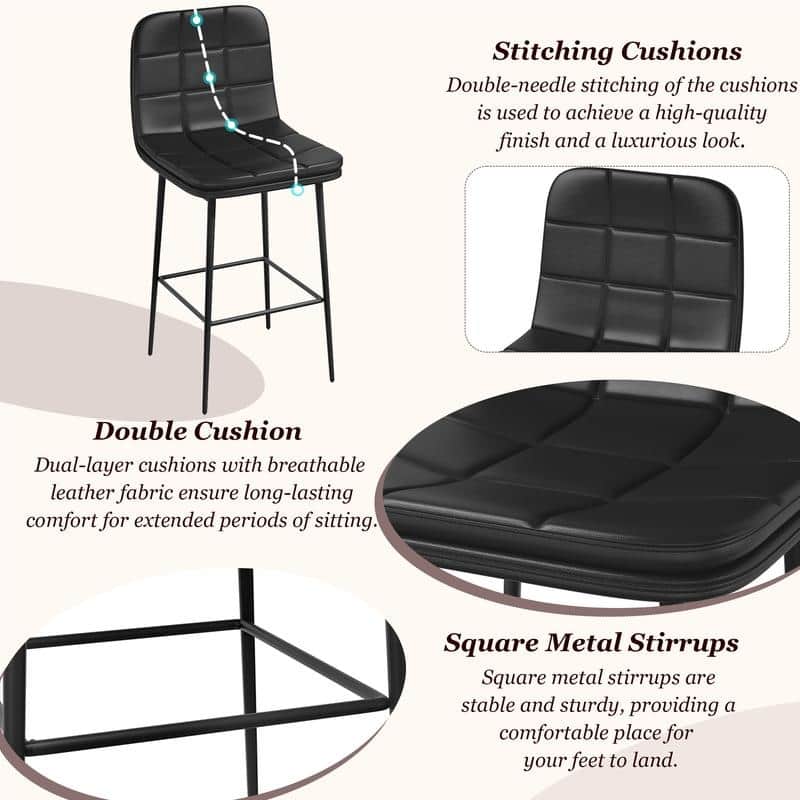 Metal Upholstered Bar Stools (Set of 8)