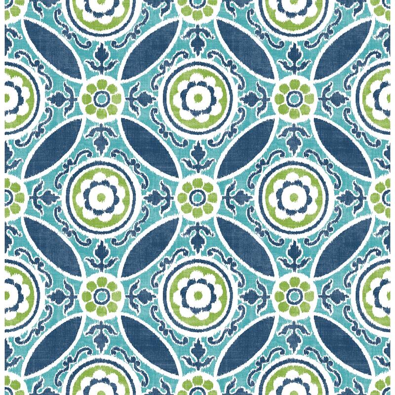 A-Street Prints Maya Teal Medallion Wallpaper