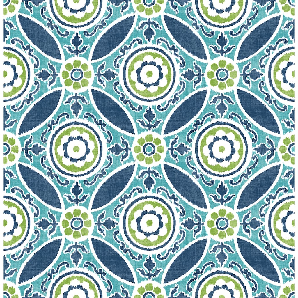 A-Street Prints Maya Teal Medallion Wallpaper