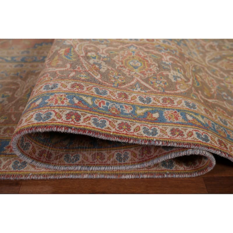 Traditional Kashan Persian Vintage Area Rug Handmade Wool Carpet - 9'8" x 12'9"