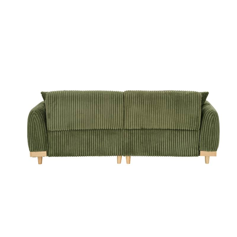 85" Modern Corduroy Loaf Sofa with Four Throw Pillows