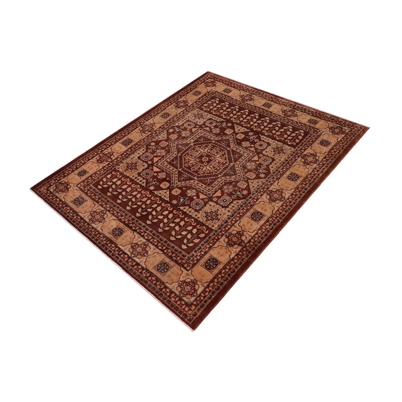 Rustic Heriz Ziegler Jolene Brown Tan Hand-Knotted Rug - 8'0'' x 9'10''