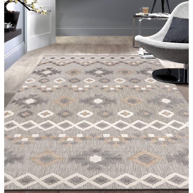 World Rug Gallery Southwestern Geometric Indoor/Outdoor Area Rug