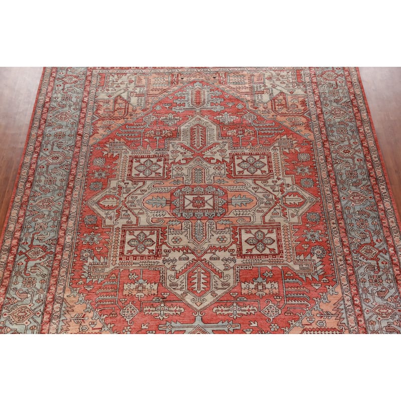 Vegetable Dye Heriz Serapi Oriental Large Rug Handmade Wool Carpet - 10'2"x 14'1"