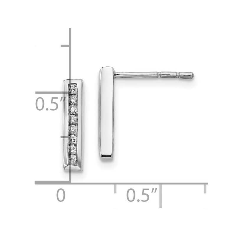 Curata 925 Sterling Silver Polished Post Earrings White Ice Diamond Earrings - 13x3mm Wide