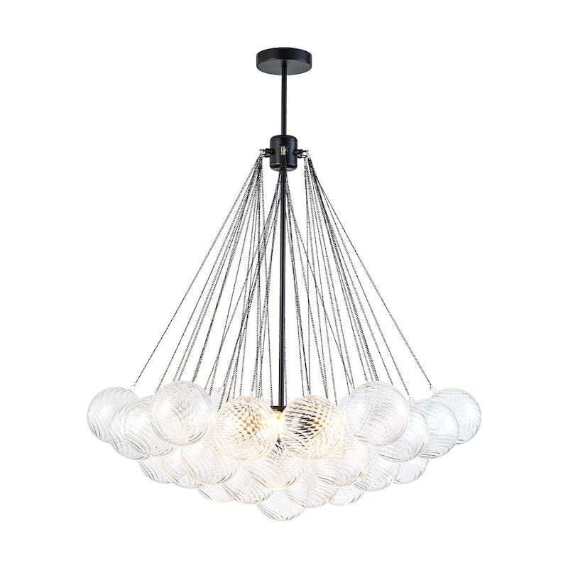 Modern 3-light Clear Ribbed Glass Globe Bubble Chandelier