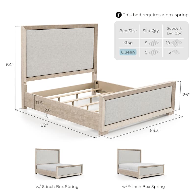 Furniture of America Durem II Modern 2-Piece Solid Wood Panel Bedroom Set with Oversized Nightstand