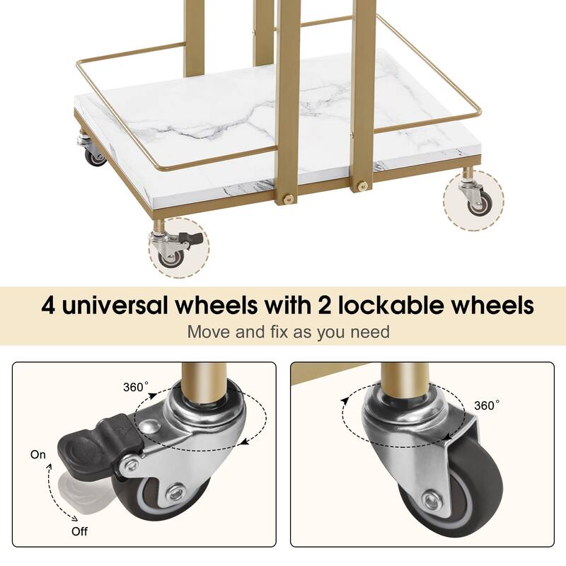 Modern Metal Storage 3-Tier Rolling Kitchen Utility Cart - 16.9" ( L ) x 13.0" ( W ) x 29.5" ( H )