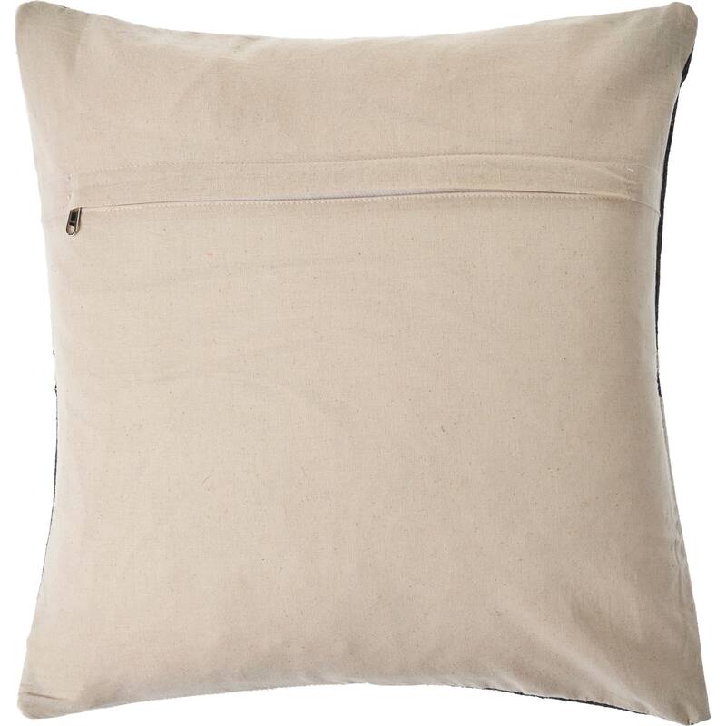 Sevita Charcoal and White Geometric Faux Leather Throw Pillow
