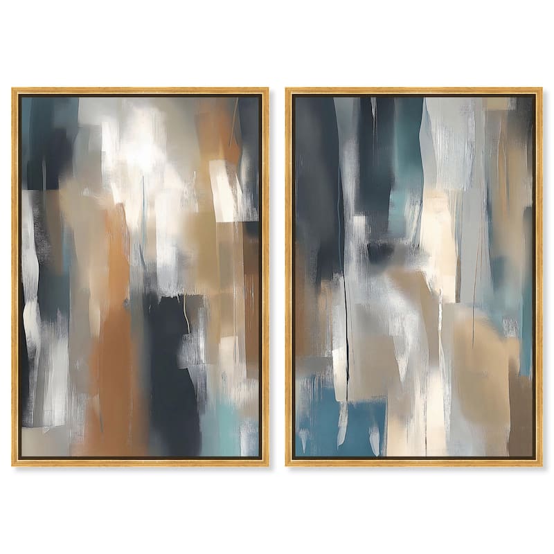 Vertical Rush Canvas Set of 2 by Art Remedy - 24" x 36" - Gold